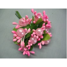 Сложные тычинки (добавки) с бусиной розовые 